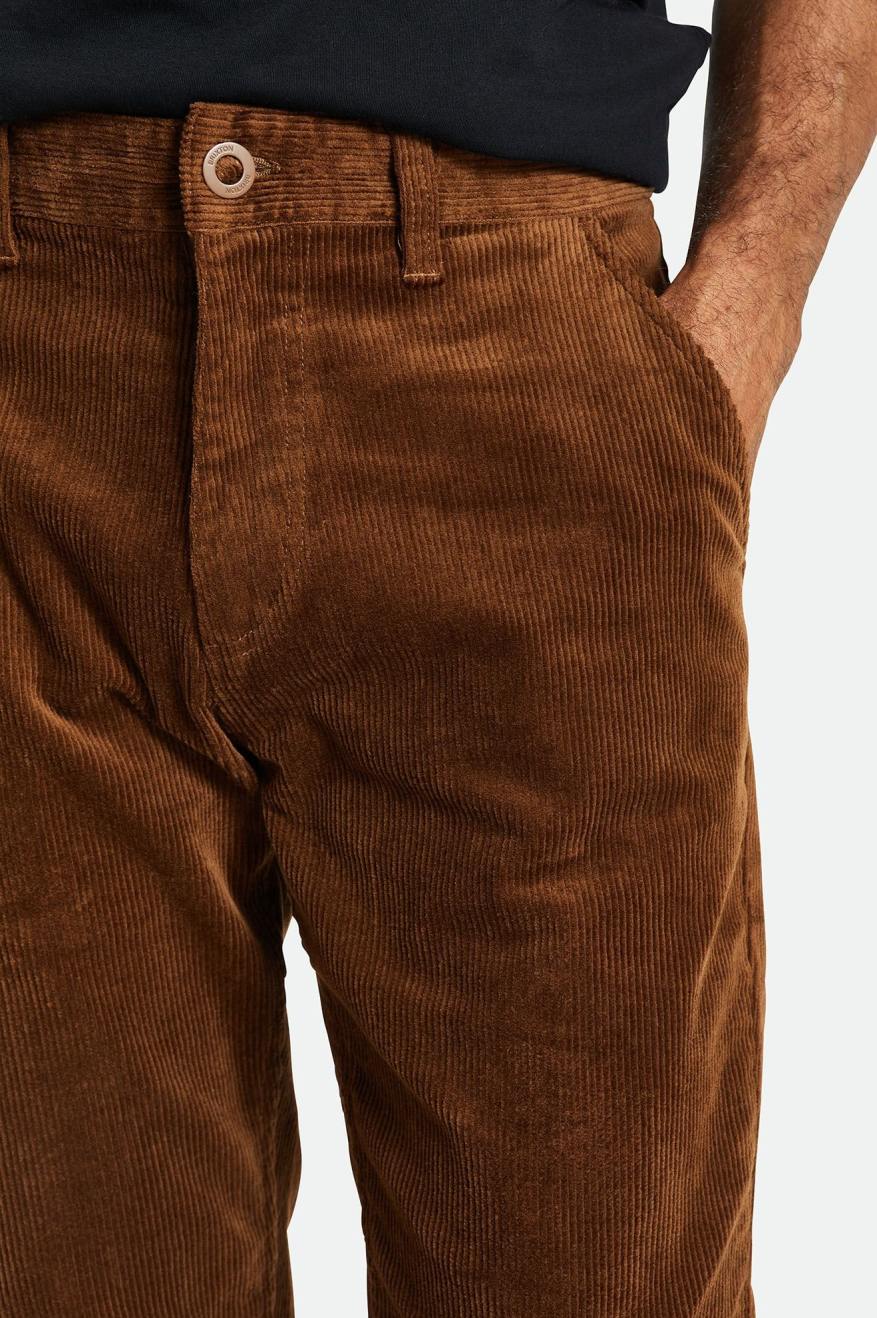 Spodnie Męskie Brixton Choice Chino Regular Brązowe | XFCGJ-6837