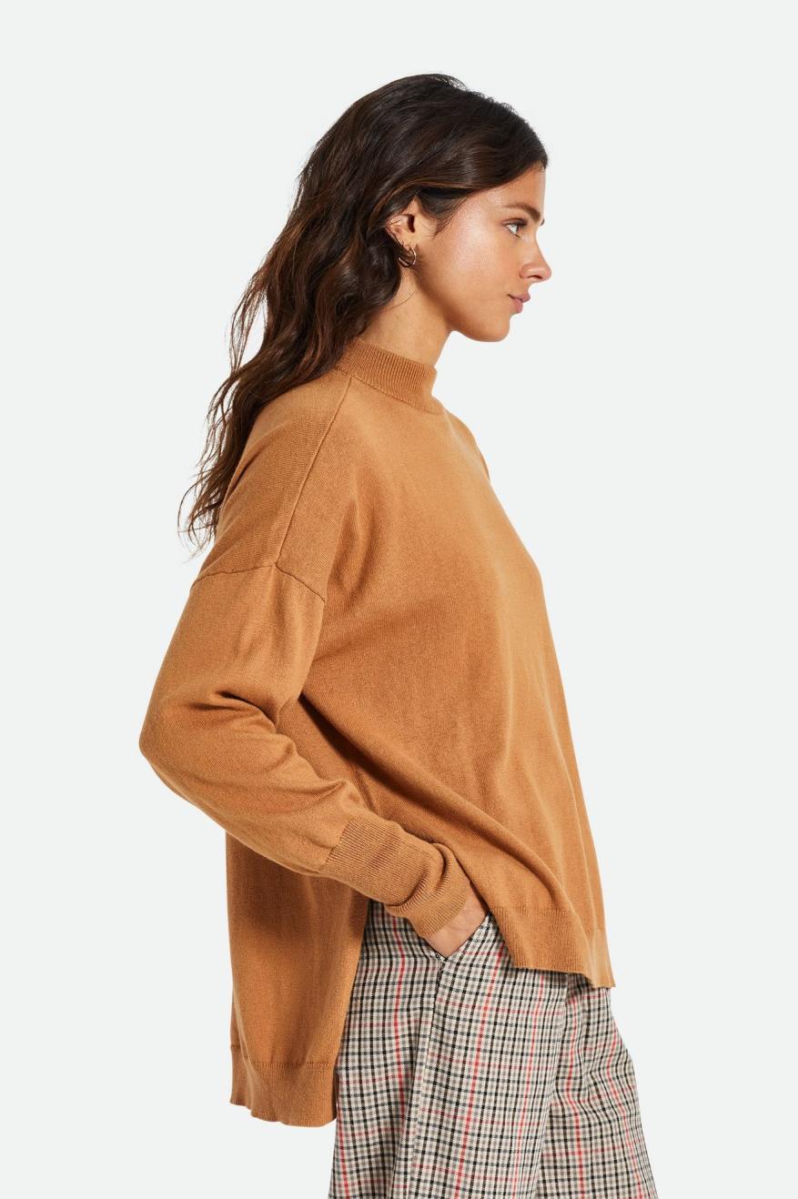 Swetry Damskie Brixton Reserve Oversized Cashmere Brązowe | CXVSB-6490