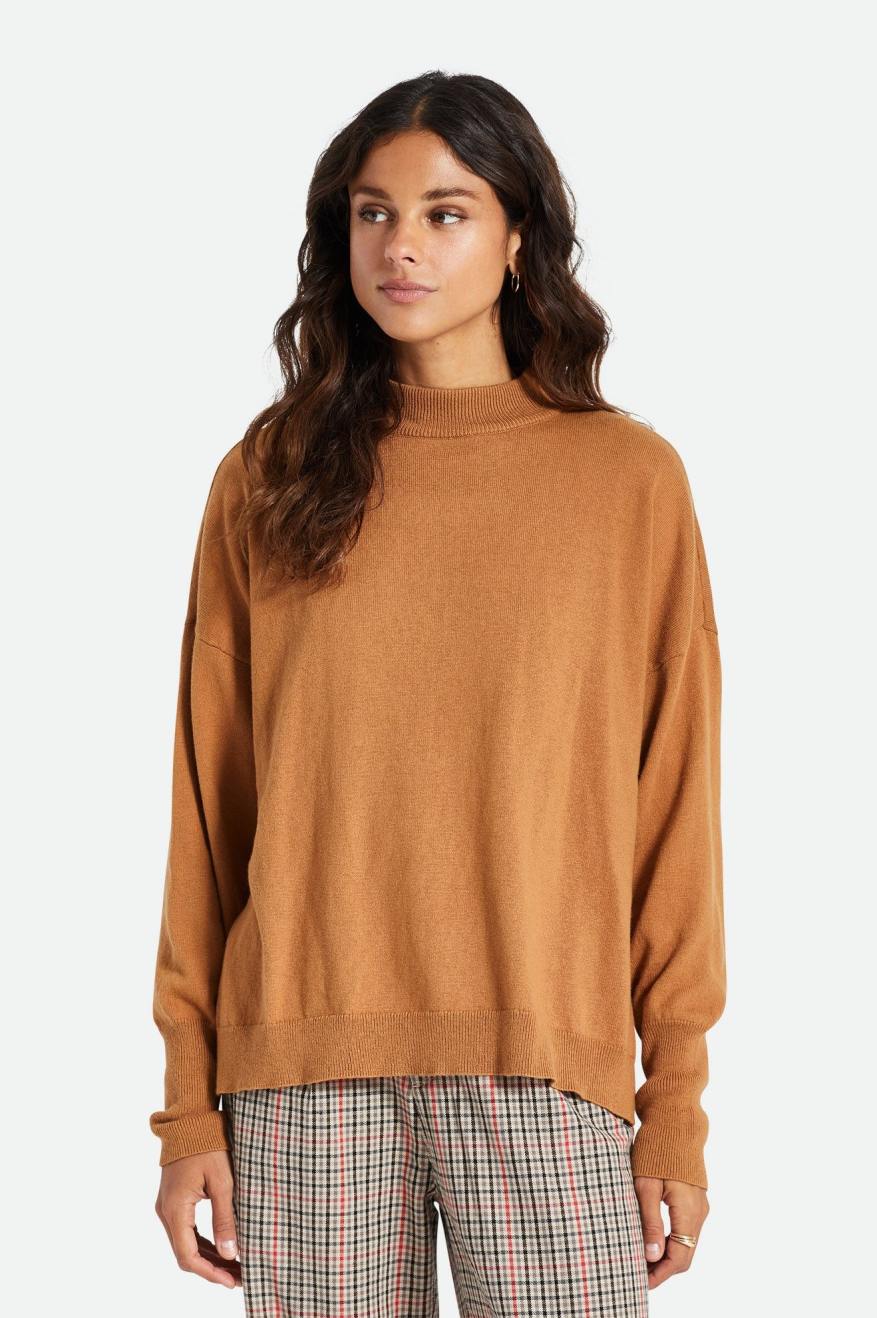 Swetry Damskie Brixton Reserve Oversized Cashmere Brązowe | CXVSB-6490