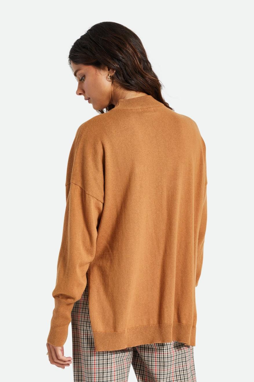 Swetry Damskie Brixton Reserve Oversized Cashmere Brązowe | CXVSB-6490