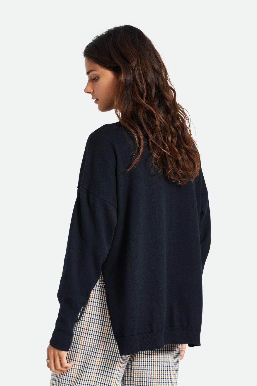 Swetry Damskie Brixton Reserve Oversized Cashmere Czarne | HQWZT-2153