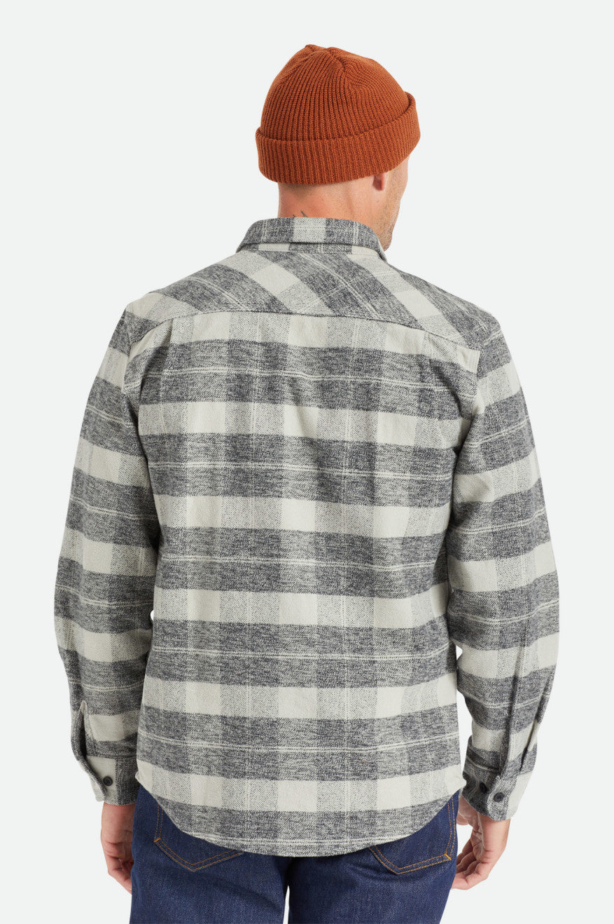 Tkane Topy Męskie Brixton Bowery Heavy Weight L/S Czarne Szare | CFPRT-6973