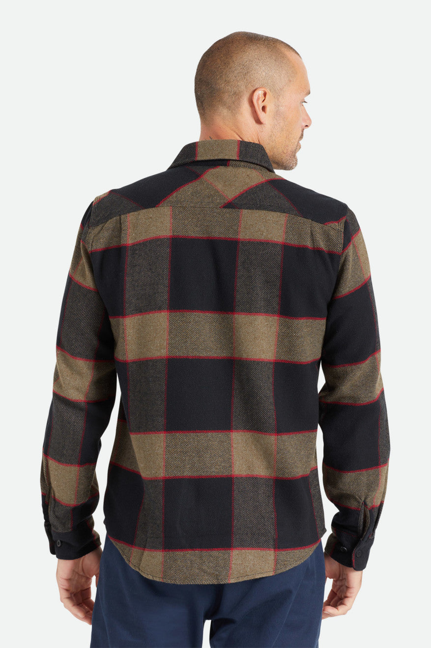 Tkane Topy Męskie Brixton Bowery L/S Szare | GMJDU-3950