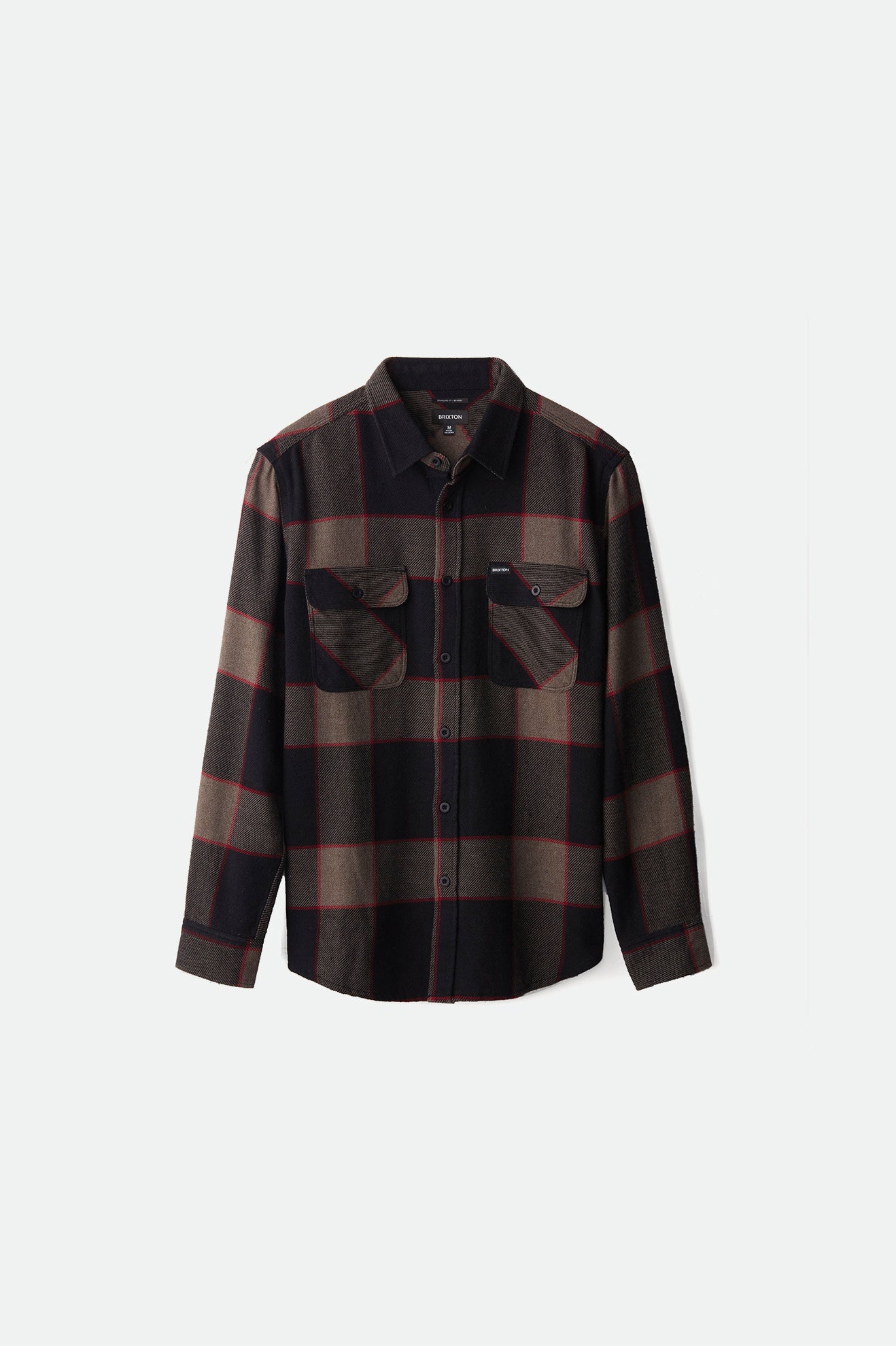 Tkane Topy Męskie Brixton Bowery L/S Szare | GMJDU-3950