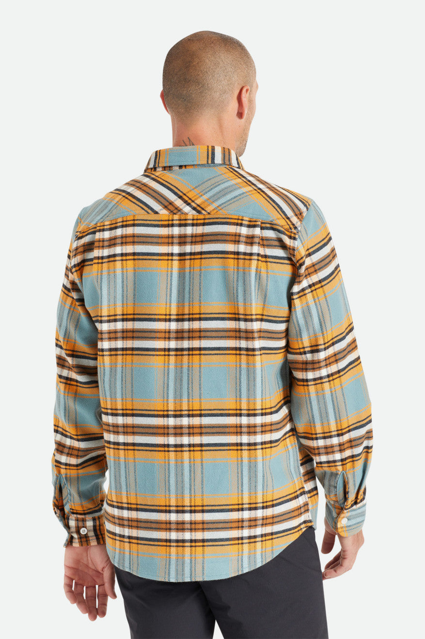 Tkane Topy Męskie Brixton Bowery Stretch L/S Utility Pomarańczowe Białe | PTDMQ-3814