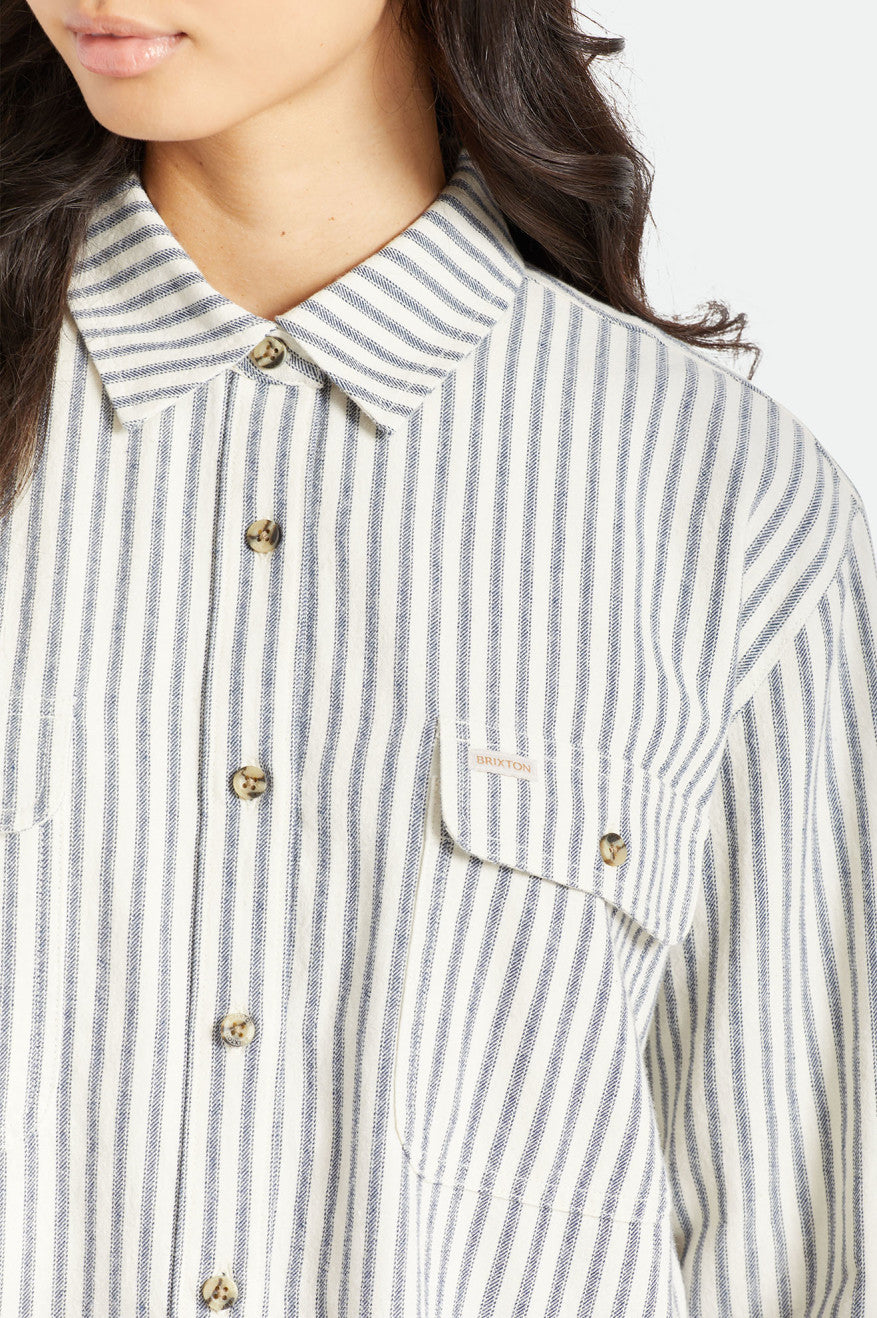 Topy Flanelowe Damskie Brixton Bowery Boyfriend L/S Stripes | UCTFG-6240