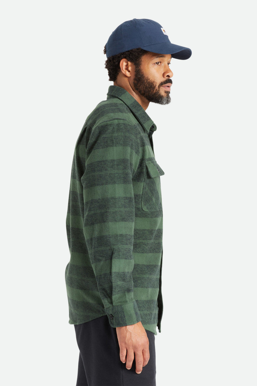 Topy Flanelowe Męskie Brixton Bowery Heavy Weight L/S Zielone | HUAFM-7329