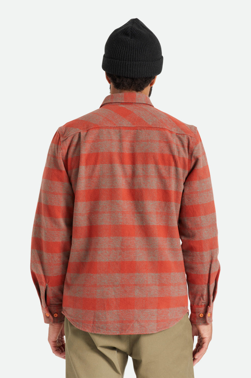 Topy Flanelowe Męskie Brixton Bowery Heavy Weight L/S Czerwone | KBZCQ-3678