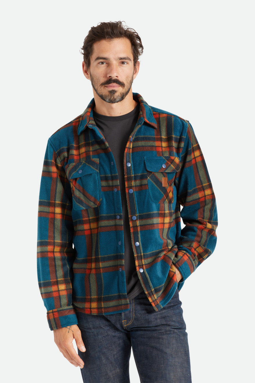 Topy Flanelowe Męskie Brixton Bowery L/S Arctic Stretch Fleece Jasny Niebieskie | RACMX-8732